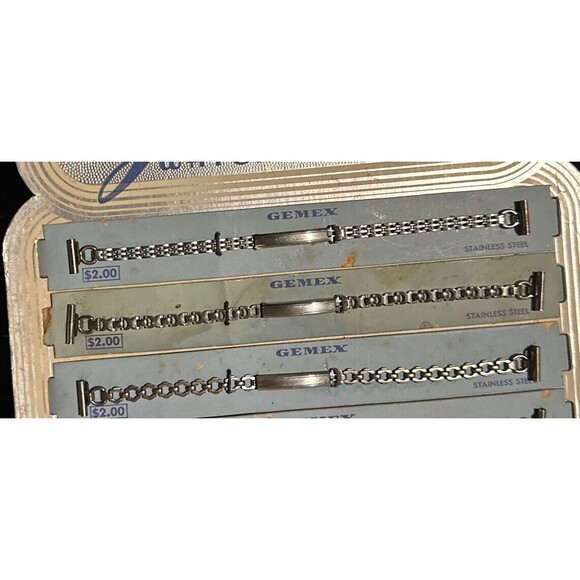 Gemex 1940-50 Gemex Counter Display 6 Watch Bracelets Stainless Steel Vintage - Picture 4 of 5